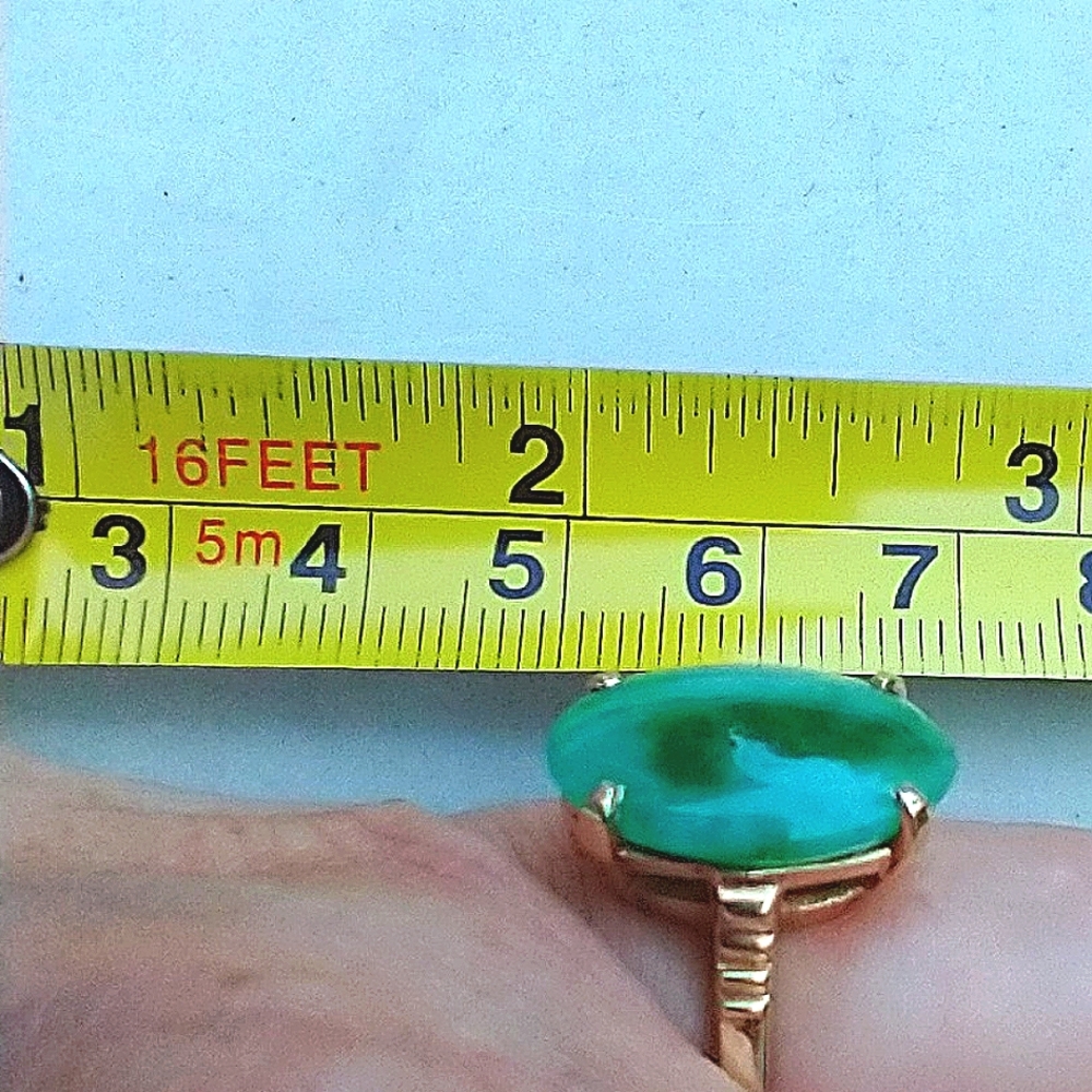 Ring 14k gold Jade Stone Large Oval 16x12mm Jade Ctr  stone - Picture 10 of 12